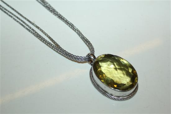 Citrine and silver pendant